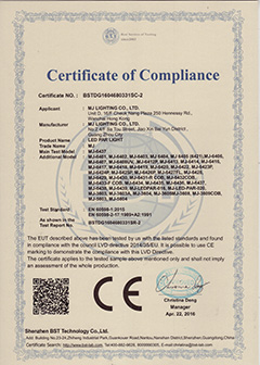 LED PAR LIGHT LVD  CERTIFICATE